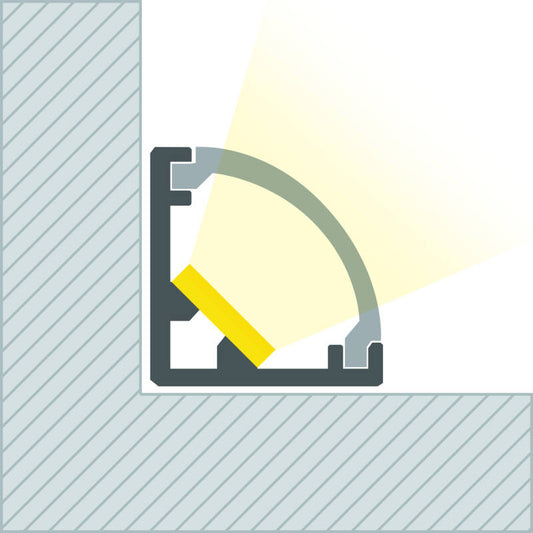 Lumexa Aluminium hoekprofiel met ronde afdekking 2m voor LED-strip tot 5 mm