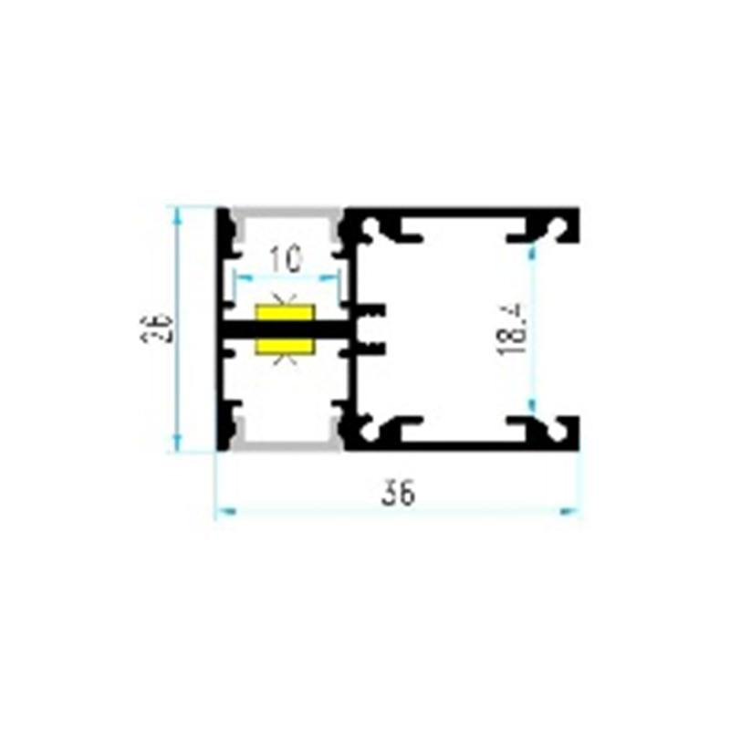 Lumexa Aluminium Profiel Dubbelzijdige Verlichting 2m Zwart voor LED-strip tot 10 mm
