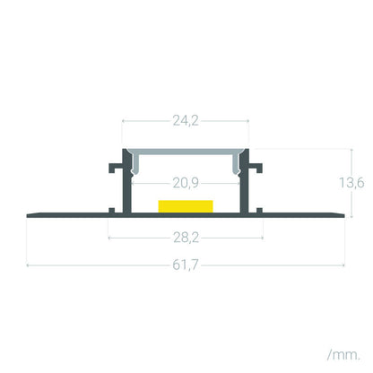 Lumexa Aluminium Profiel Gips/Pladur Integratie voor LED-strip tot 20 mm