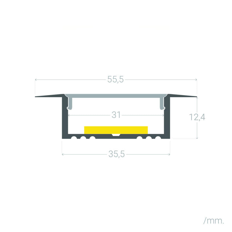 Aluminium profiel inbouw | voor LED-strip tot 31mm