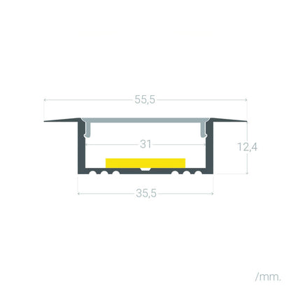 Aluminium profiel inbouw | voor LED-strip tot 31mm