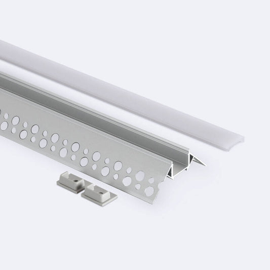 Aluminium profiel pleisterwerk buitenhoek doorlopende deksel | voor LED-strip tot 8mm