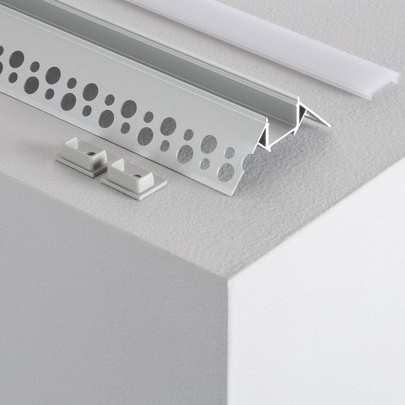 Lumexa Aluminium profiel Pleisterwerk/Pladur integratie voor buitenhoek LED-strip tot 8 mm