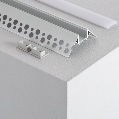 Lumexa Aluminium profiel Pleisterwerk/Pladur integratie voor buitenhoek LED-strip tot 8 mm