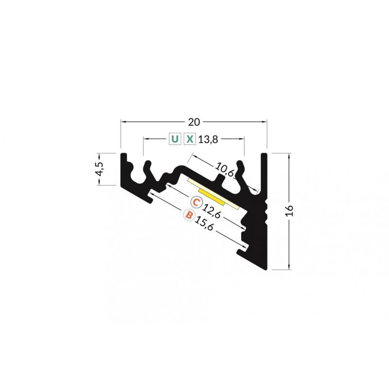 Lumexa Aluminium Profiel Variabele Hoek 1m voor LED-strip tot 10 mm
