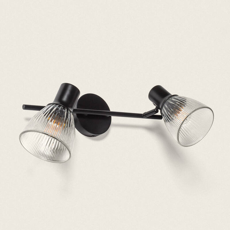 Aronaro wandlamp metaal glas 2 spots zwart