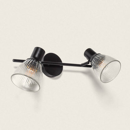 Aronaro wandlamp metaal glas 2 spots zwart