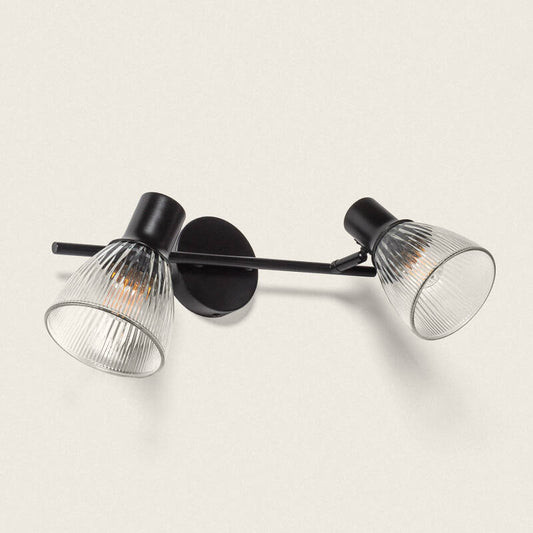 Aronaro wandlamp metaal glas 2 spots zwart