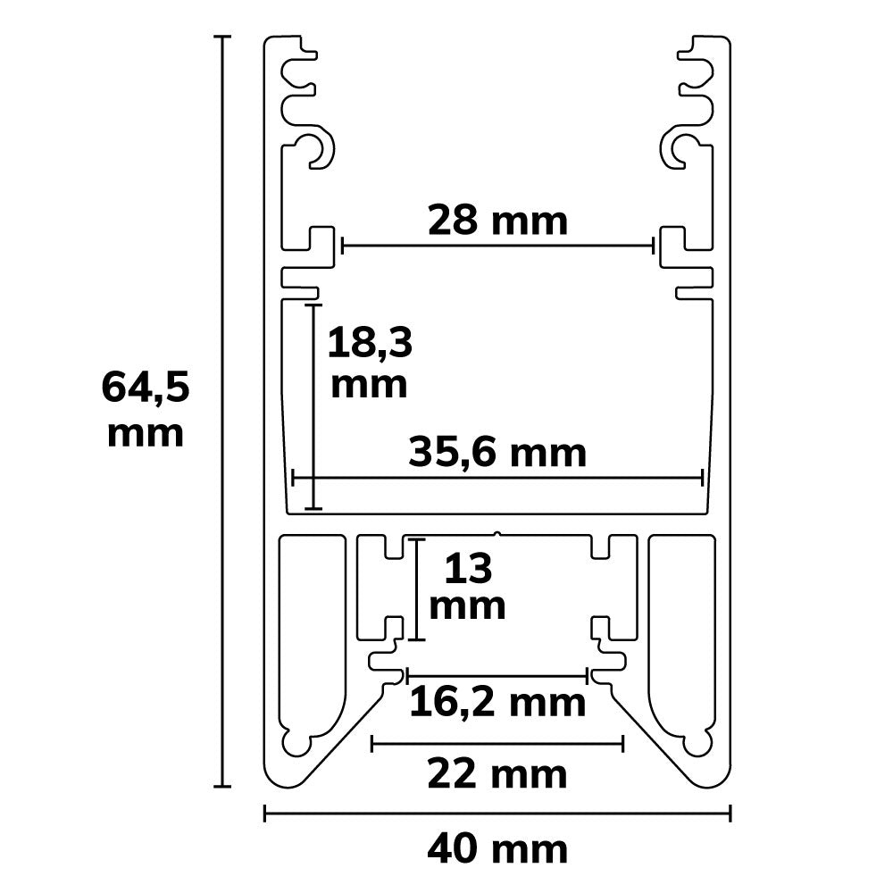 HALON | Aluminium profiel | armatuurprofiel | wit RAL 9003 | schuifbare koelstrip | 300cm