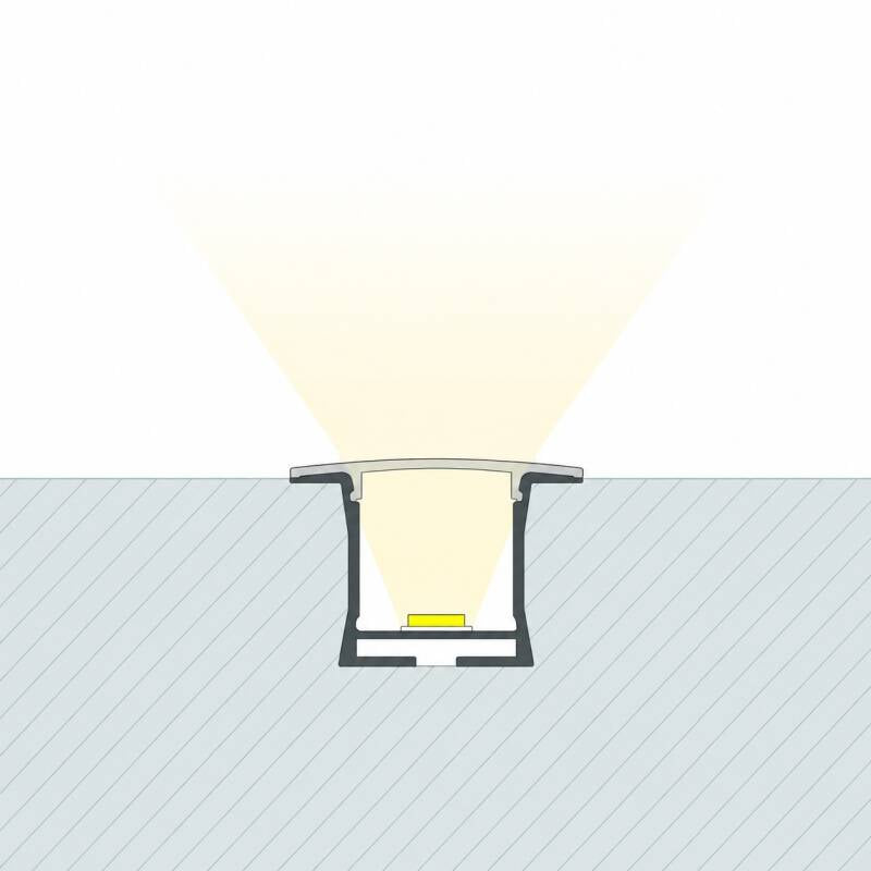Lumexa Inbouw Aluminium Profiel 2m met doorlopende Cover voor LED-strip tot 19mm