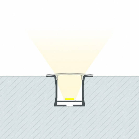 Lumexa Inbouw Aluminium Profiel 2m met doorlopende Cover voor LED-strip tot 19mm