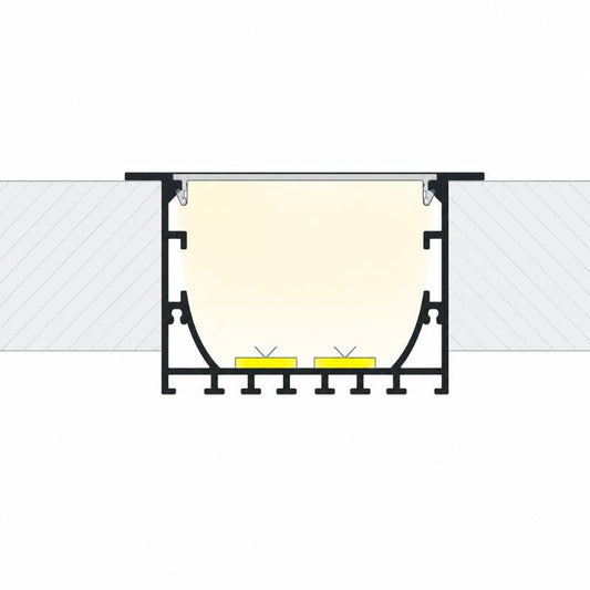 Lumexa Inbouw Profiel Aluminium 2m met doorlopende cover voor LED-strip tot 45mm