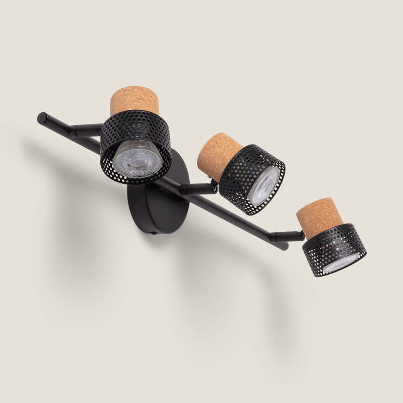 Liksaro wandlamp 3-spots metaal kurk