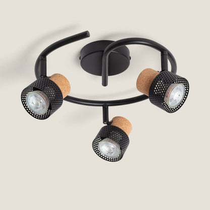 Liksaro plafondlamp 3-spots metaal kurk