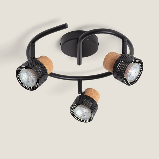 Liksaro plafondlamp 3-spots metaal kurk
