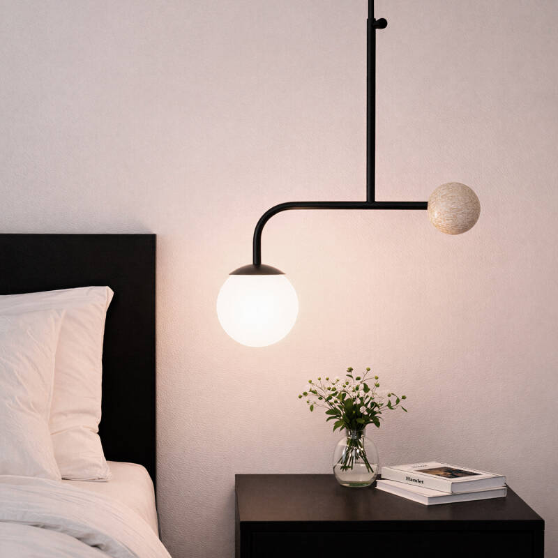 Lumexa Bradwavo Plafondlamp Metaal en Travertijn G9