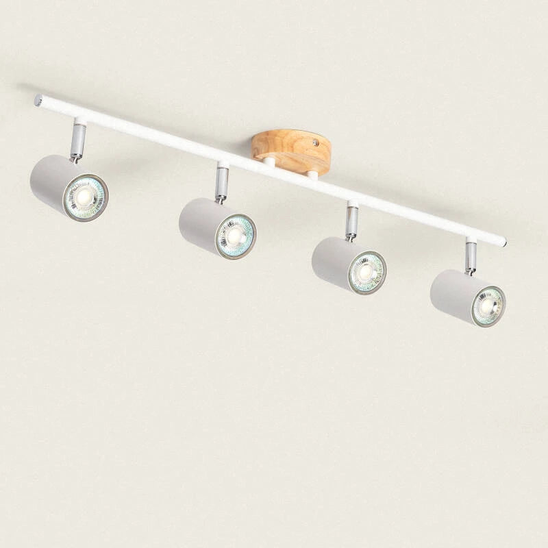 Olmano plafondlamp 4-spots hout metaal