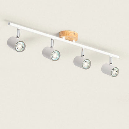 Olmano plafondlamp 4-spots hout metaal