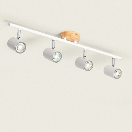 Olmano plafondlamp 4-spots hout metaal