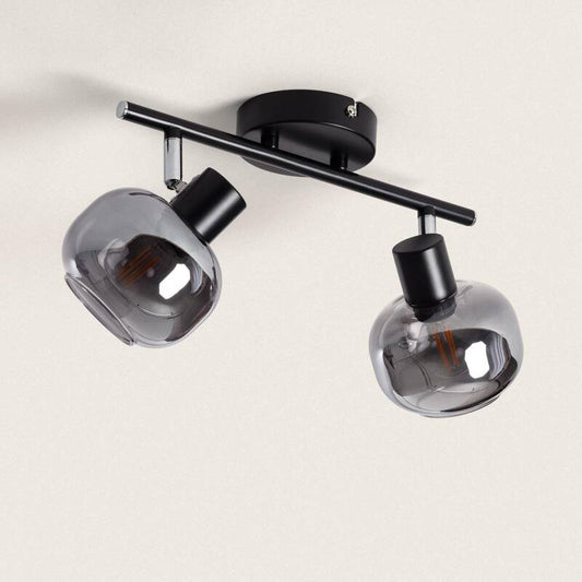 Romsaro plafondlamp 2-spots metaal glas