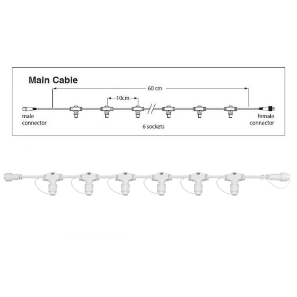PS230 | hoofdkabel 60cm | 6 fitting