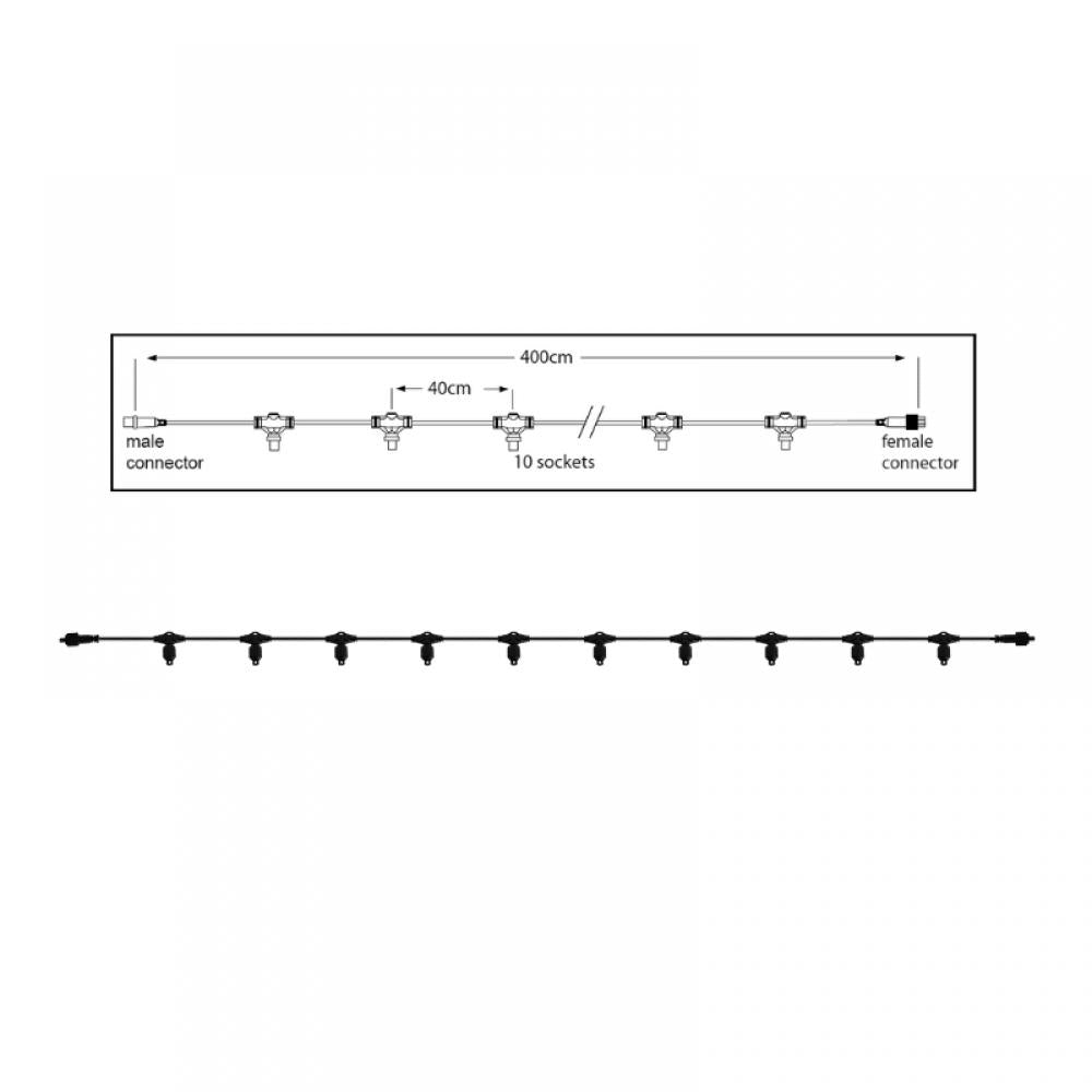 PS36 | hoofdkabel | 4m | 10 fitting | zwart