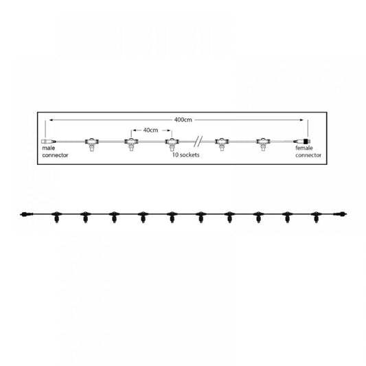 PS36 | hoofdkabel | 4m | 10 fitting | zwart