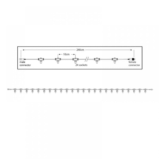 PS36 | hoofdkabel | 2,4 m | 24 fitting | transparant