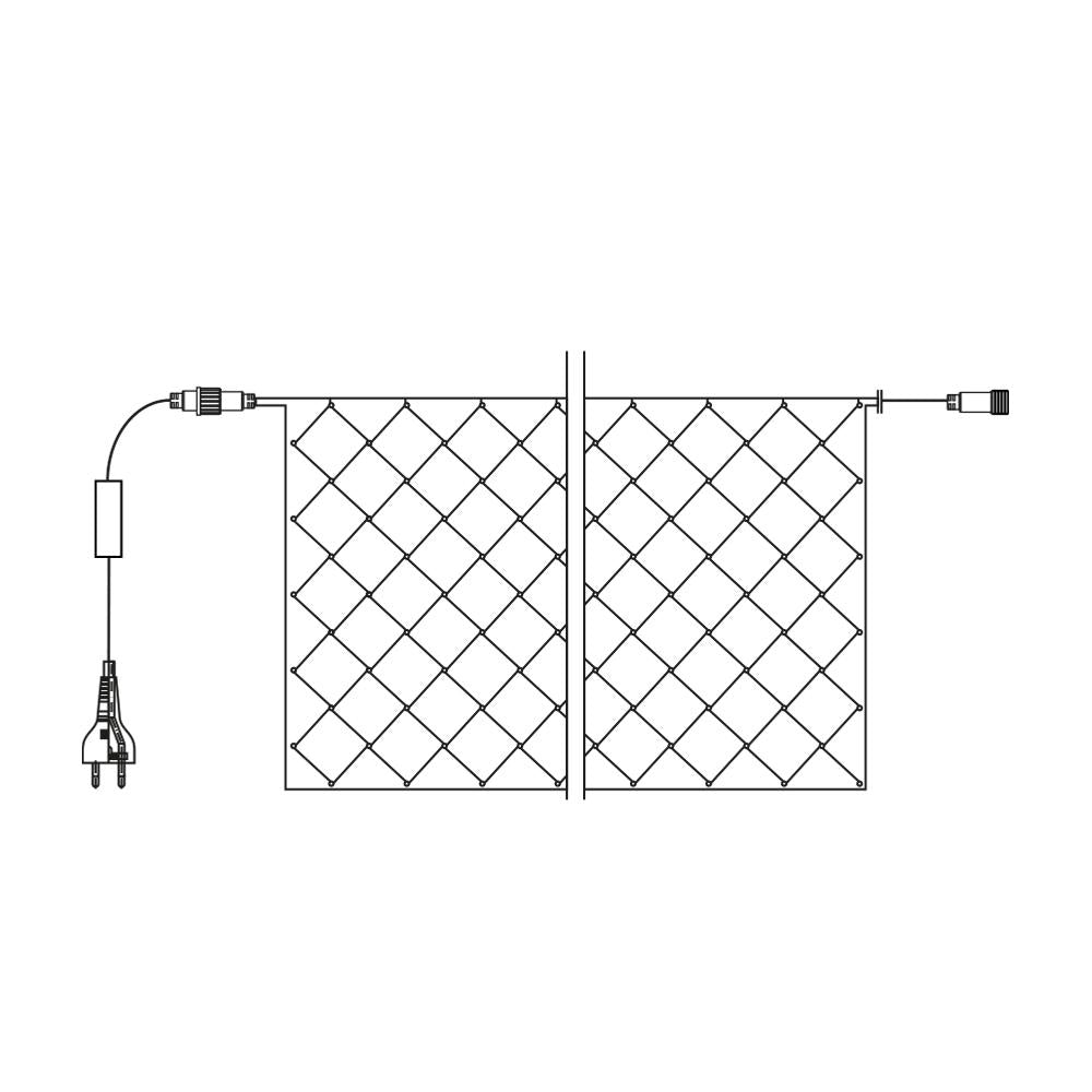 Netverlichting | 24V | 250x150cm | groene draad | 3000K WW