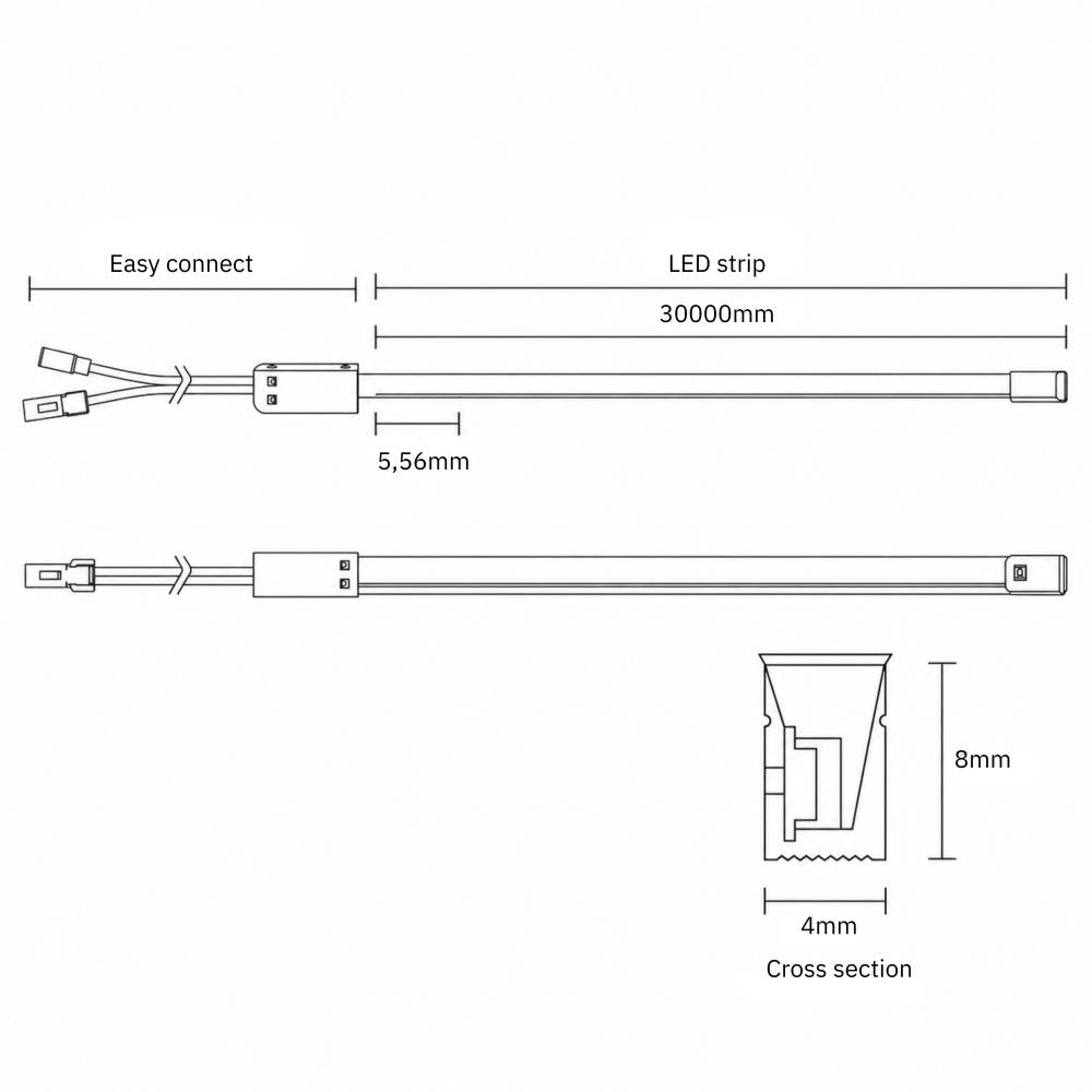 Neon Flex | 4x8mm | IP20 | connector | easy connect | 30cm