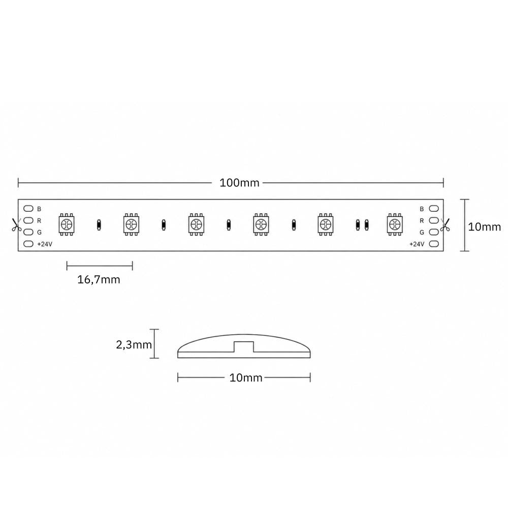 LED strip 24V | 60LED/m 5050 | 5m | IP52 | RGB