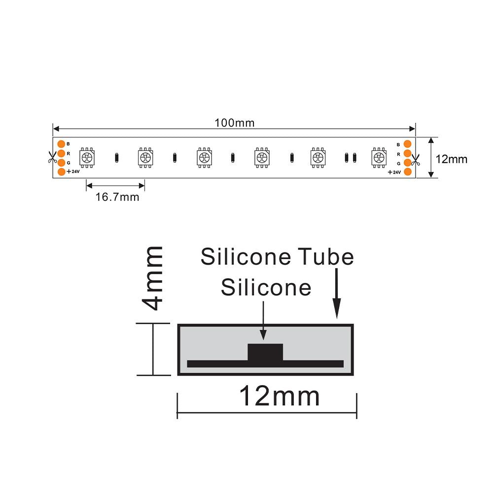 LED strip | 24V | 60LED/m 5050 | 5m | IP67 | RGB
