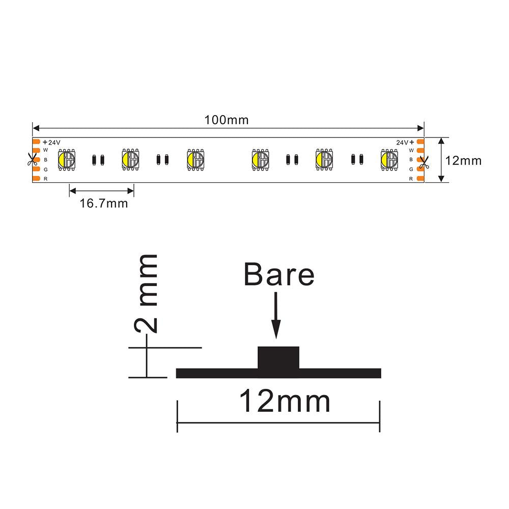 LED strip | 24V | 60LED/m 5050 | 5m | IP20 | RGBW 4in1