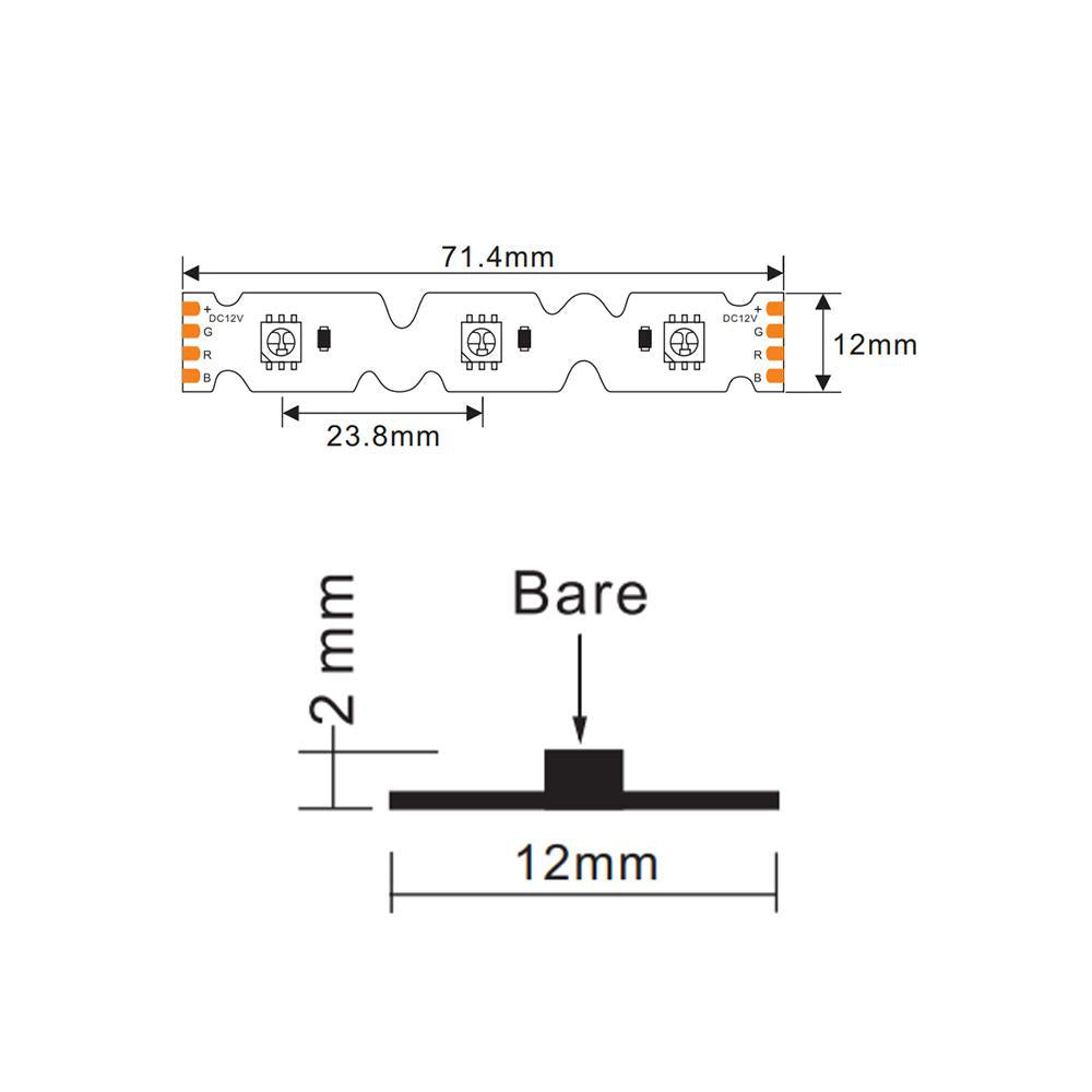 LED strip 12V | 42LED/m S-type | 5m | IP20 | RGB