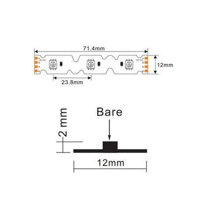 LED strip 12V | 42LED/m S-type | 5m | IP20 | RGB