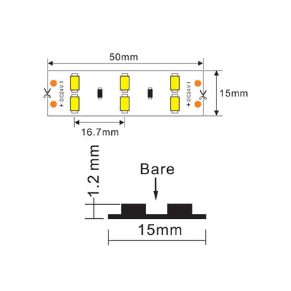 LED strip 24V | 120LED/m 5630 | 5m | IP20 | 2700K | CRI>90