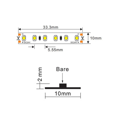 LED strip 24V | 180LED/m 3528 | 5m | IP20 | 4000K | CRI>95