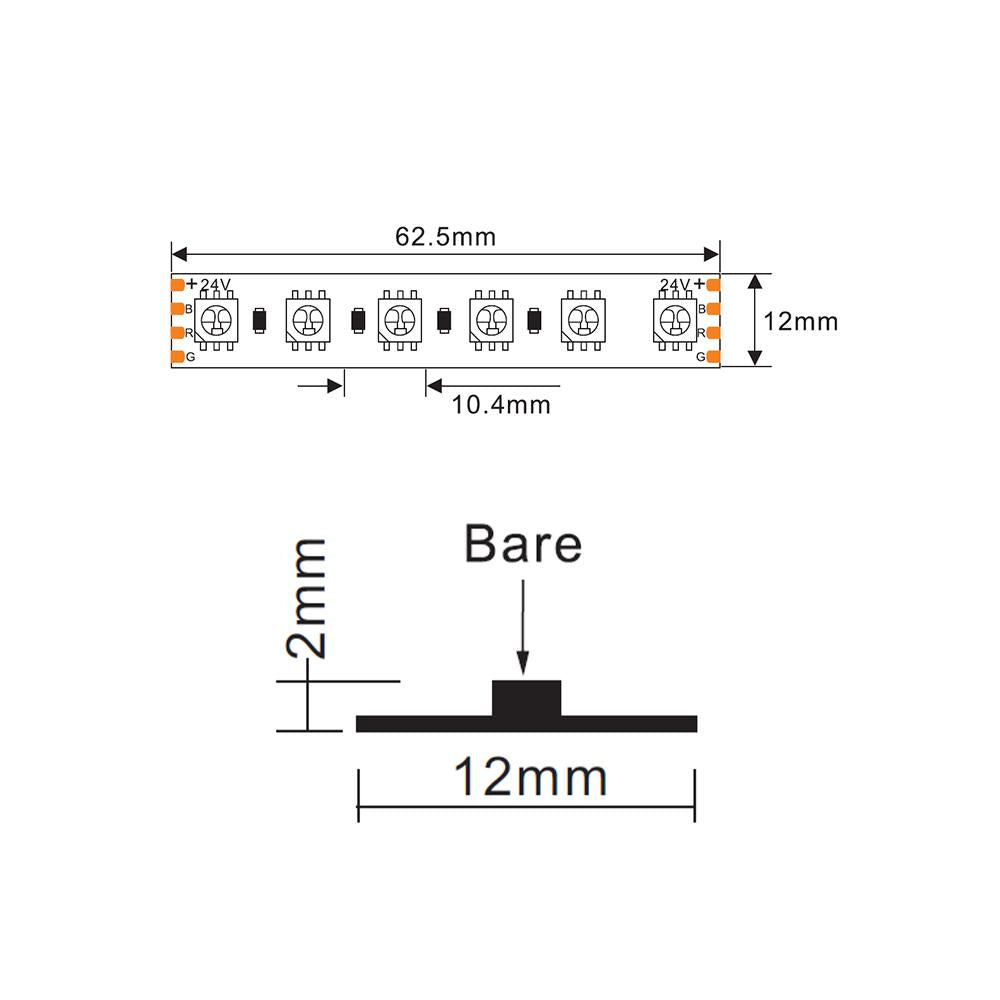 LED strip | 24V | 96LED/m 5050 | 5m | IP20 | RGB