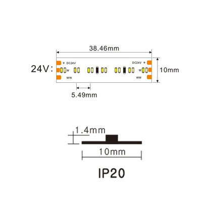 LED strip | 24V | 364LED/m TW | 5 meter | IP20 | 1800-6500K