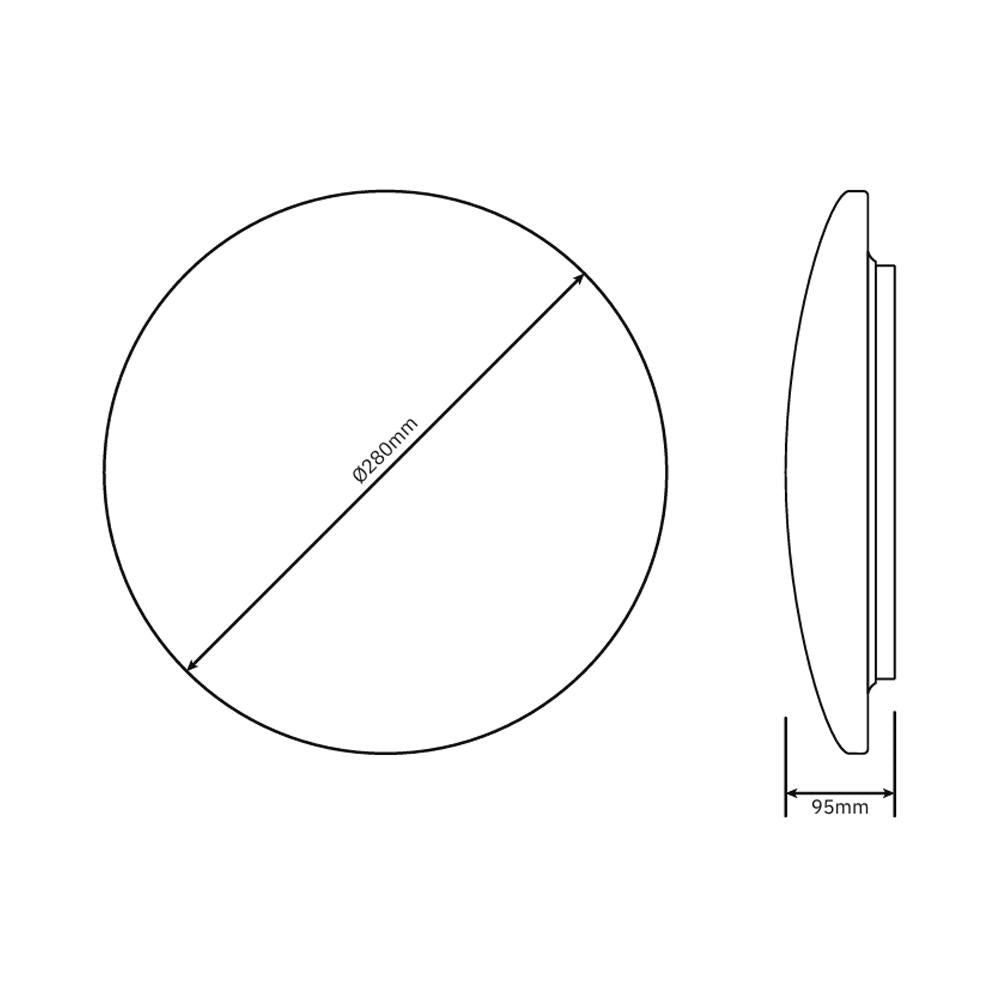 Plafondlamp | Ø280mm | 12 watt | 3-CCT | bewegingssensor