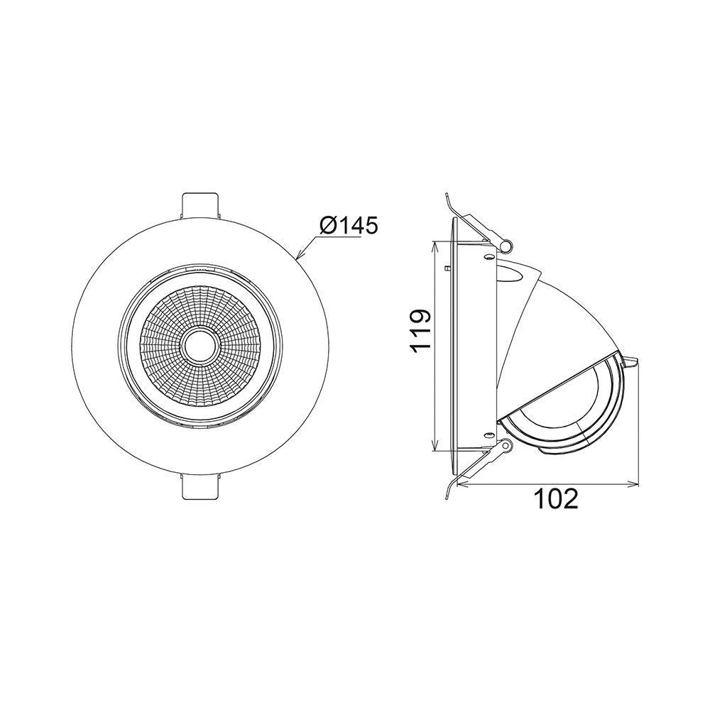 Verstelbare downlight wit | Ø145mm | 24°