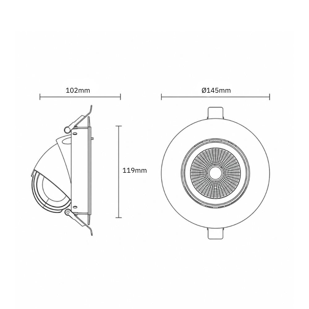 Verstelbare downlight wit | Ø145mm | 24°