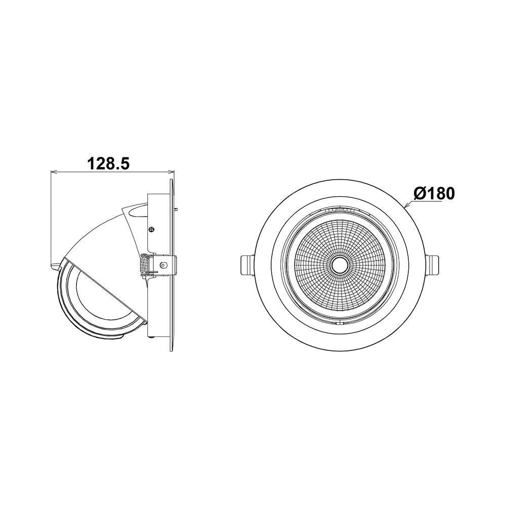 Verstelbare downlight wit | Ø180mm | 45°