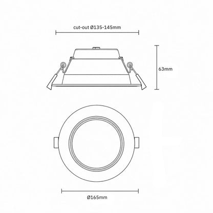 Downlight 3-CCT | inbouw Ø135-145mm | 18W