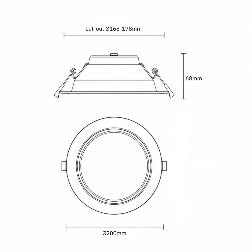 Downlight 3-CCT | inbouw Ø168-178mm | 14/20W