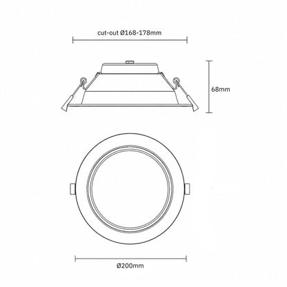 Downlight 3-CCT | inbouw Ø168-178mm | 14/20W