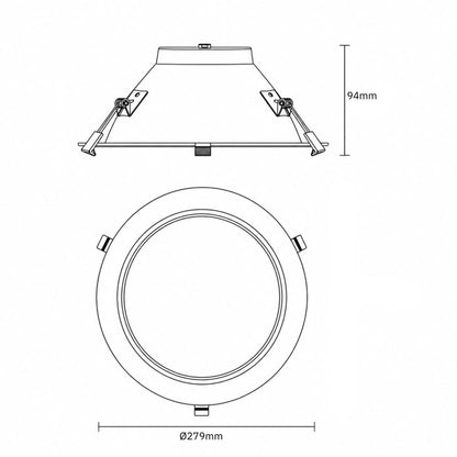 Downlight 3-CCT | inbouw Ø240-255mm | 21W/30W