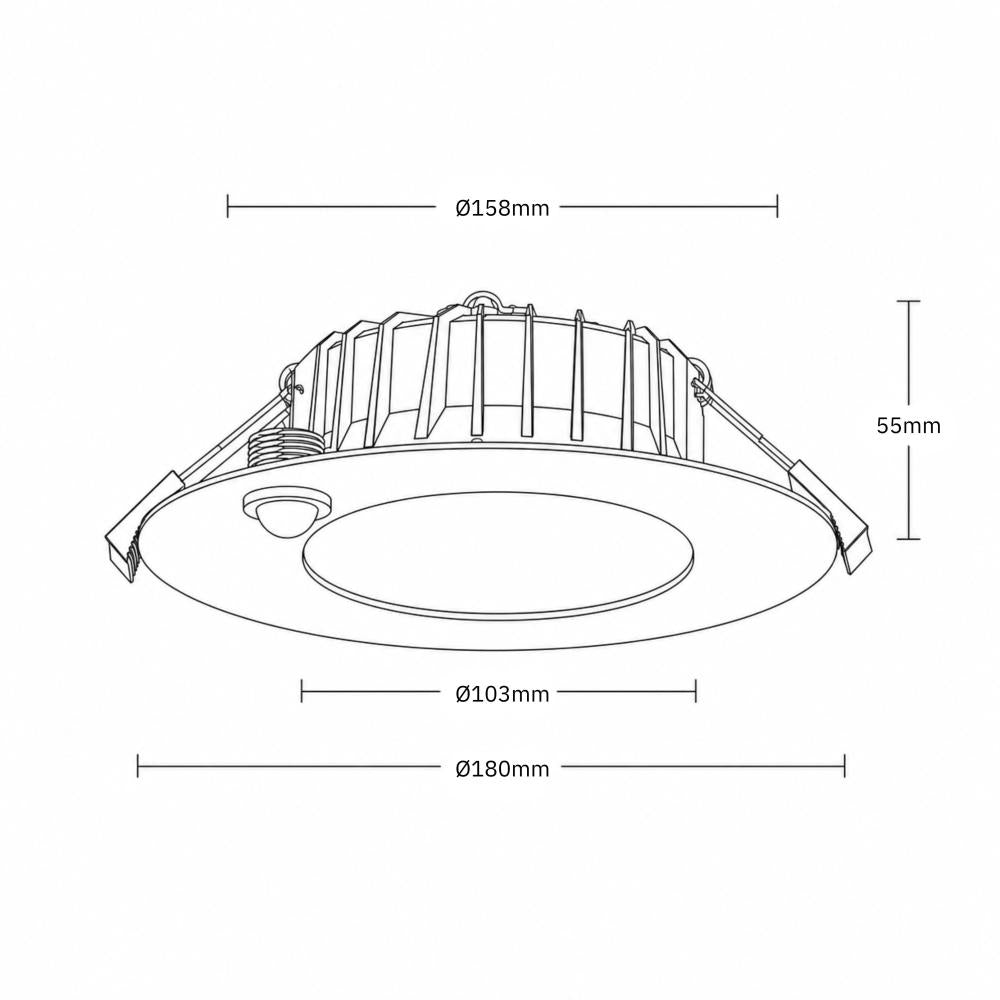 Reflector downlight mat | Ø180mm | wit | 3-CCT | 6~11W | PIR