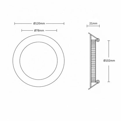 Downlight plat | wit | 120mm | 7W | 3-CCT | dimbaar