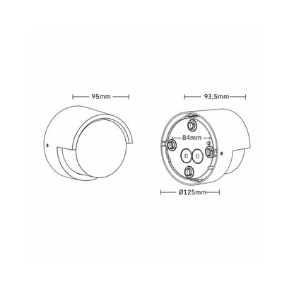 Wandlamp Ø125mm | 3W | IP65 | 2700-3000K